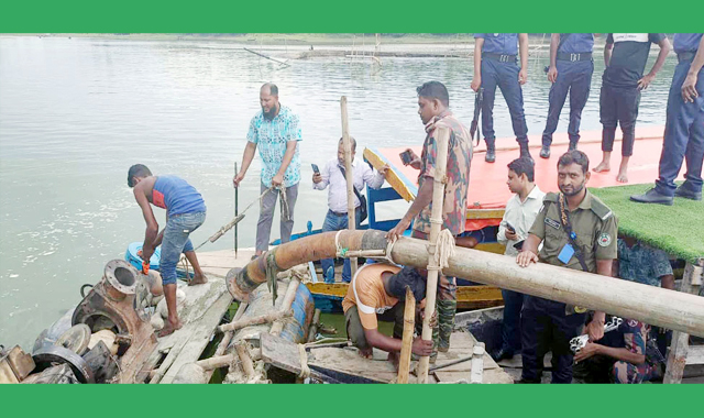 অবৈধভাবে বালু উত্তোলন বন্ধে টাস্কফোর্সের অভিযান