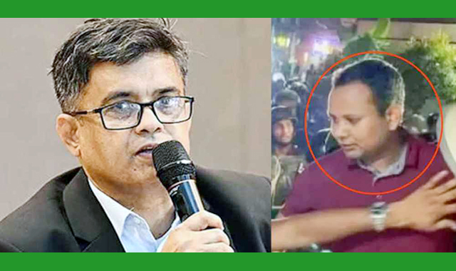 মেরুন কালারের টি-শার্ট পরিহিত ওই যুবক পুলিশ কনস্টেবল-প্রেস সচিব