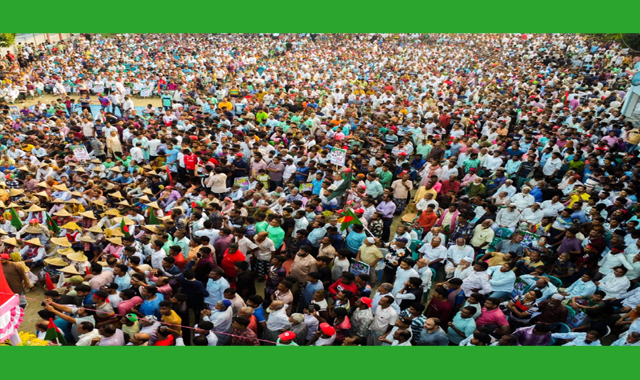 পদ্মা বাঁচাও’ আন্দোলনে একত্রিত স্থানীয় জনগণ