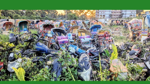 ব্যাটারিচালিত রিকশাগুলো পড়ে আছে ব্যাটারিবিহীন অবস্থায়