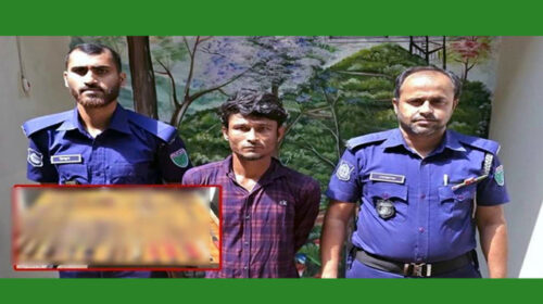 ডাকাতির প্রস্তুতিকালে বিপুল পরিমাণ দেশীয় অস্ত্রসহ এক ডাকাতকে গ্রেপ্তার