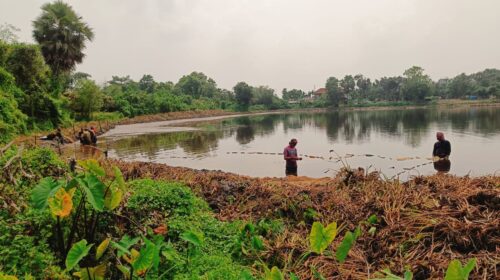 সাপাহারে বিচারাধীন দিঘিতে মাছ ধরার অ ভি যোগ